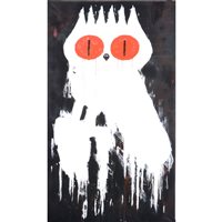 Lot 419 - Dscreet, 'Red Eyed Owl', acrylic on canvas, 153cm x 76cm. Dscreet is a renowned Street Artist whose trademark owls can be seen throughout East London.