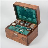 Lot 66 - A lady's rosewood fitted travelling box.