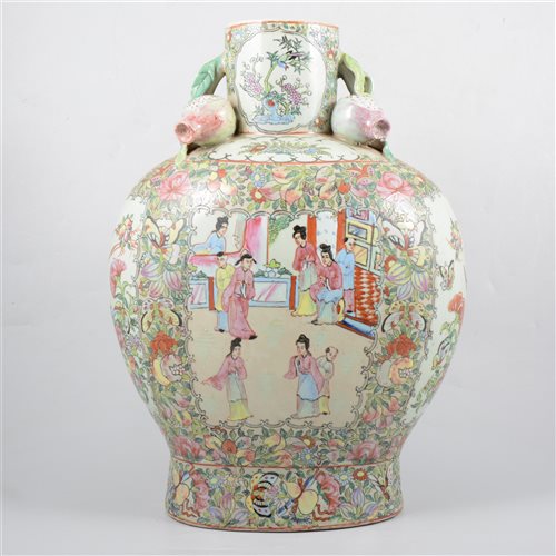 Lot 26 - Modern Chinese famille rose vase, decorated with figures, birds and foliage, 42cm.