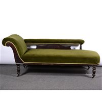 Lot 496 - A Victorian chaise longue upholstered in green velvet