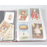 Lot 103 - Three albums of postcards, including WW1 cartoon cards, other military-related cards, postcards and greetings cards. (3)