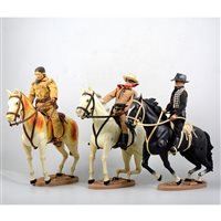 Lot 135 - Three Lone Star figures on horseback, by Gabriel, (3).