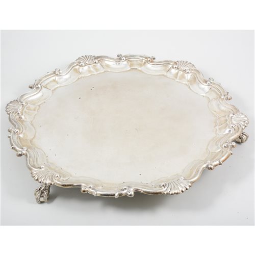 Lot 168 - A silver George II style salver by Martin, Hall & Co (Richard Martin & Ebenezer Hall)