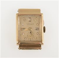 Lot 322 - Chalet - a tank style watch with rectangular champagne dial with white stone hour markers and subsidiary seconds dial