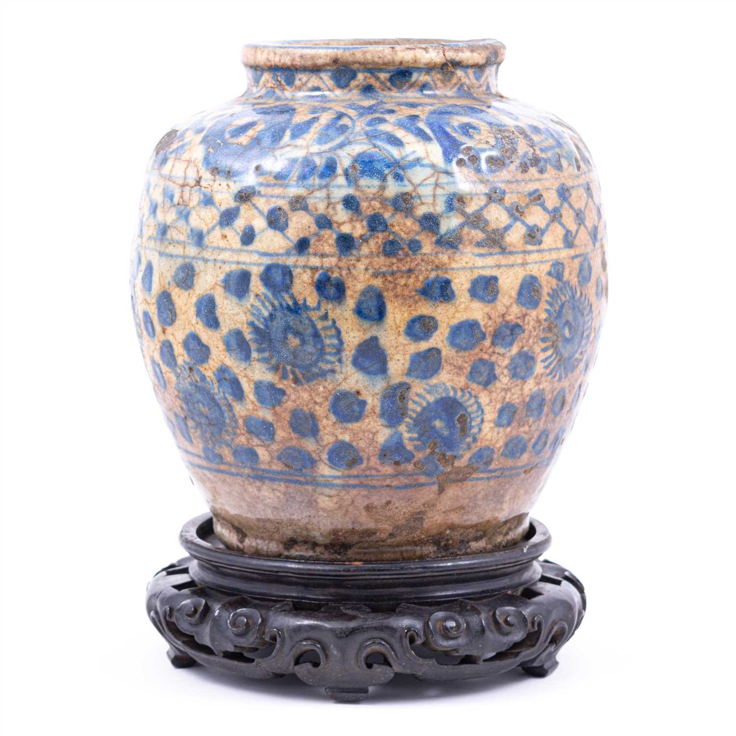 Lot 55 - Chinese blue and white earthenware jar