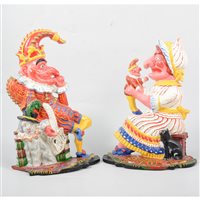 Lot 150 - A pair of cast iron painted door stops of Punch and Judy, painted by James/ Jimmy Perry.