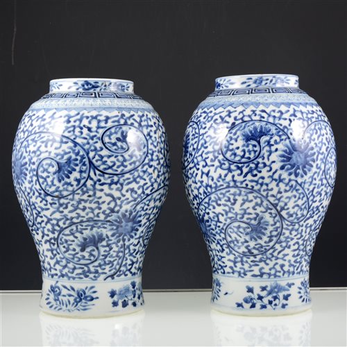 Lot 47 - Pair of Chinese blue and white vases and one other, (3).