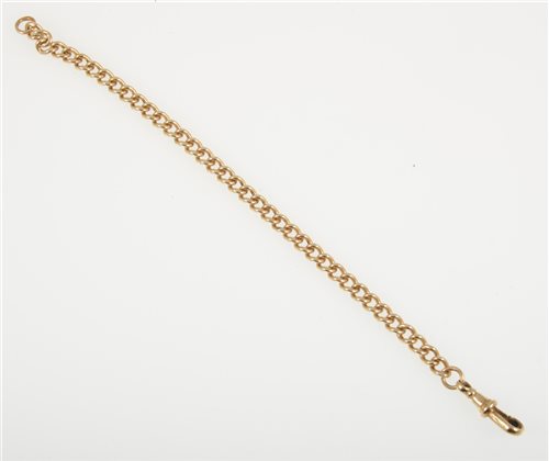 Lot 255 - A 9 carat yellow gold solid curb link bracelet, 5.5mm gauge, 19.5cm long, fitted with a swivel fastener, each link marked 375