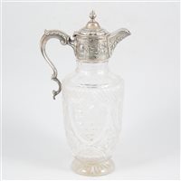 Lot 363 - A Victorian silver-mounted claret jug by Mappin & Webb Ltd, London 1898.