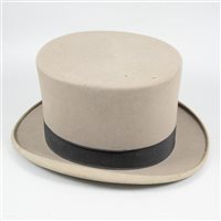 Lot 113 - Black silk top hat by Dunn & Co, and grey top hat, (2).
