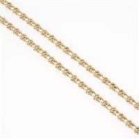 Lot 305 - A 9 carat yellow gold chain link necklace by Chiampesan of Italy, alternating 5.8mm wide flat curb and oval links with a polished finish, overall length 65cm, hallmarked Sheffield (imported) 1992