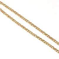 Lot 303 - A 9 carat yellow gold chain link necklace, alternating 4.8mm wide double curb and double figure of eight links links with a polished finish, overall length 44cm, hallmarked Edinburgh (imported) 1992