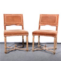 Lot 464 - Pair of French oak framed chairs