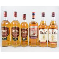 Lot 230 - Six bottles of blended Scotch whisky, comprising Grant's, Bell's and Famous Grouse