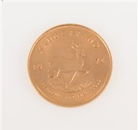 Lot 290 - A South African Krugerrand 1974, 1oz of Fine Gold