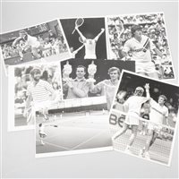 Lot 359 - Tennis, 8" x 10" and smaller Press photos, 1970s -1980s, including doubles, Wimbledon, Junior, Bates, Curran, Edberg, Connors etc.