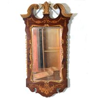 Lot 363 - George II style mahogany and marquetry pier glass.