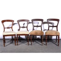 Lot 402 - Set of four Victorian mahogany hoop-back dining chairs, and five similar Victorian dining chairs. (9)