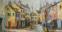 Lot 418 - George Hann, Continental street scene, oil on board