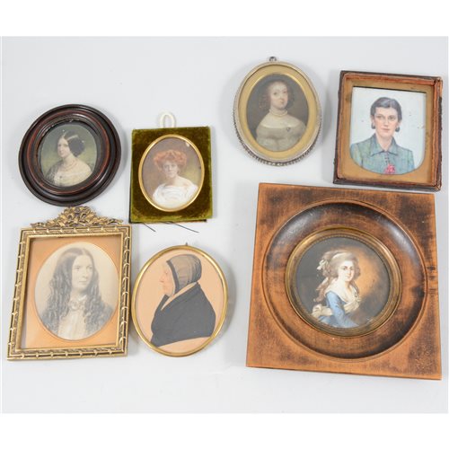 Lot 123 - * Dumas, portrait of a lady, circular miniature, and six other miniatures.