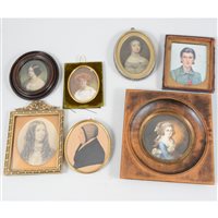 Lot 123 - * Dumas, portrait of a lady, circular miniature, and six other miniatures.