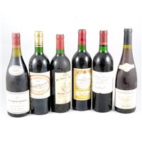 Lot 72A - Six bottles of assorted red table wines.