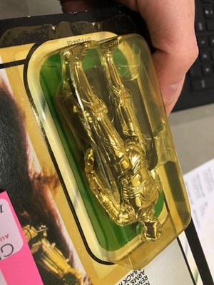 Lot 242 - Star Wars figure See-Threepio (C-3PO) with removable limbs, Kenner, sealed in original Return of the Jedi blister pack box, unpunched 77 back.