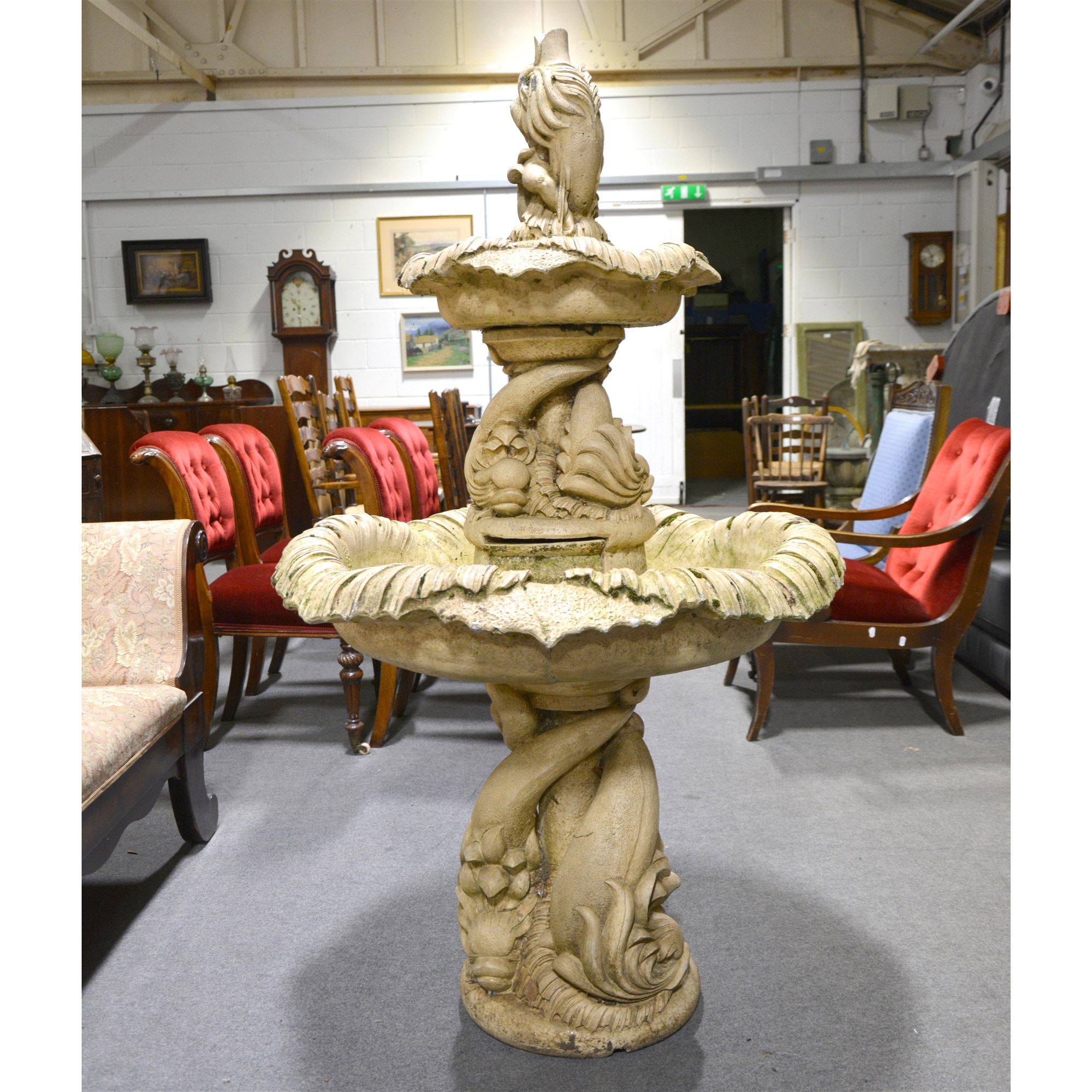 Lot 474 - Composition two tier garden fountain,