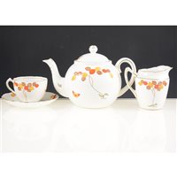 Lot 41 - Diamond China Limited teaset, decorated with coloured leaves.