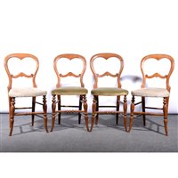 Lot 458 - Set of six Victorian beechwood balloon-back bedroom chairs