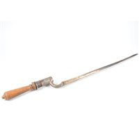 Lot 131 - A steel bayonet marked possibly JP and Enfield Small Arms Factory, with detachable wooden handle, overall 66cm