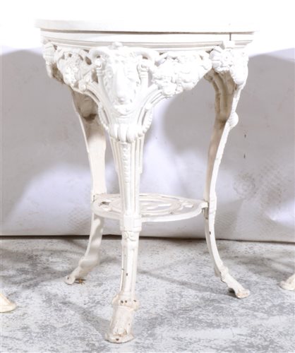 Lot 445 - Victorian cast iron painted table, Rams head design.