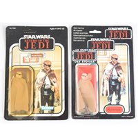 Lot 237 - Two Star Wars figures Prune Face, Kenner, in original sealed Return of the Jedi blister pack box, unpunched 79 back, and another Prune Face, Palitoy, in original tri-logo box, punched 79 back, (2).