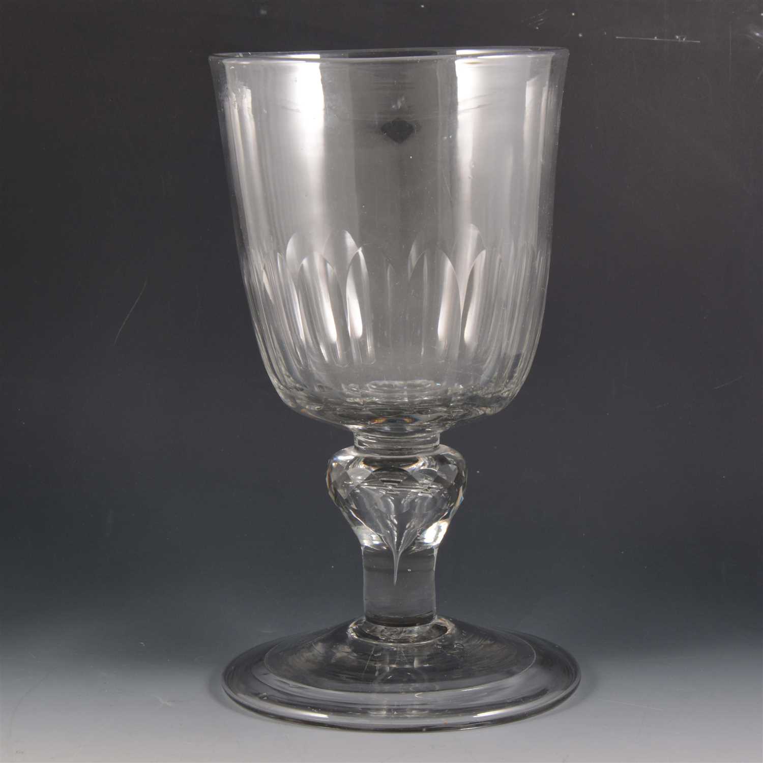 Lot 7 - A massive Victorian glass goblet, rounded funnel bowl