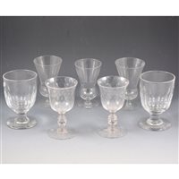 Lot 63 - Pair of Victorian rummers; pair of wine glasses; and three ale glasses, (7)