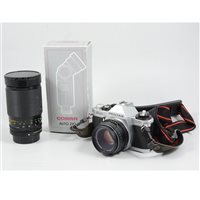 Lot 149 - Pentax MG SLR camera, a Kepcor lens, and a Cobra flash unit