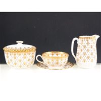 Lot 19 - Spode bone china half tea set, fleur de lys gold pattern.