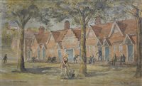 Lot 407 - Sir John Verney, Spring in Castle St, Westminster Almshouses, watercolour