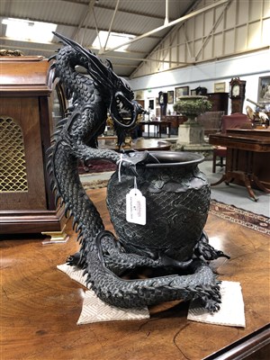 Lot 67 - Japanese bronze dragon bowl, probably Meiji