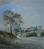 Lot 408 - Peter Newcombe, Cottage near Teeton, watercolour