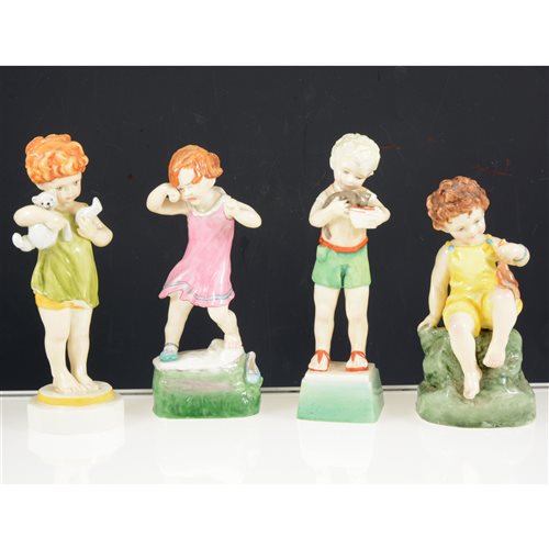 Lot 40 - A collection of Royal Worcester figurines, including Days of the Week's Monday Boy and Girl, Tuesday Boy, Wednesday Boy and Girl, Thursday Girl, Friday Boy and Girl; nursery rhyme figurines (12)
