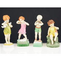 Lot 40 - A collection of Royal Worcester figurines, including Days of the Week's Monday Boy and Girl, Tuesday Boy, Wednesday Boy and Girl, Thursday Girl, Friday Boy and Girl; nursery rhyme figurines (12)