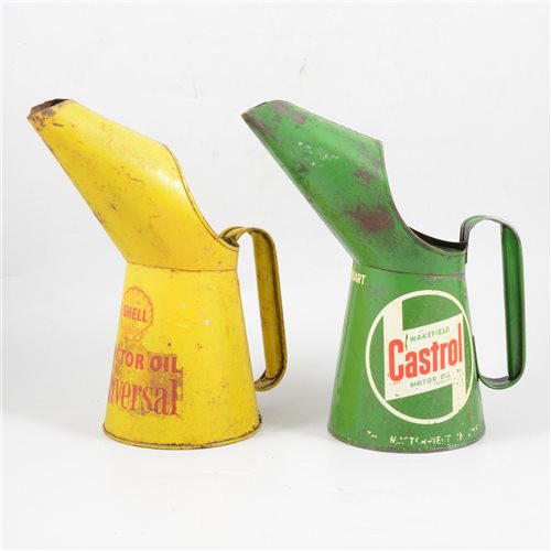 Lot 93 - Advertising: SHELL TRACTOR OIL UNIVERSAL, an oil can and another WAKEFIELD CASTROL MOTOR OIL, (2).