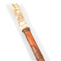 Lot 157 - Early 20th Century Japanese carved bone and wood walking stick, 88cm.