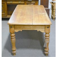 Lot 383 - A large kitchen table, sycamore top, pine supports