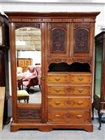 Lot 360 - Victorian walnut combination wardrobe.