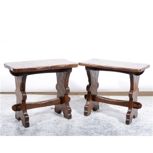 Lot 511 - A pair of oak stools by Thomas 'Gnomeman' Whittaker