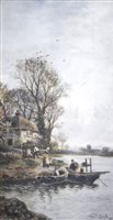 Lot 292 - A collection of prints, including five cottages by Lesley Holmes, all signed, 6.5cm x 7.5cm. (16)