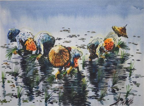 Lot 442 - Selection of watercolours, prints and paintings.