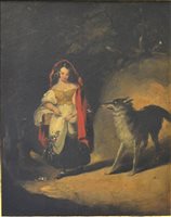 Lot 352 - After Henry Liverseege, Little Red Riding Hood, oil on millboard